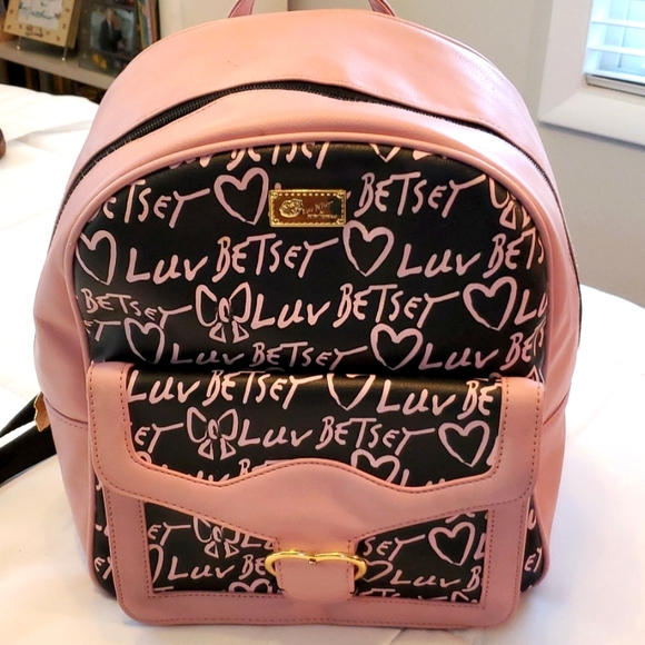 Betsey Johnson Handbags - Betsey Johnson Pink & Black Backpack